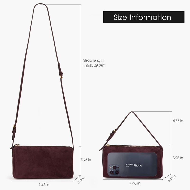 DONNAIN Premium Suede Leather Crossbody Purses for Women, Small Shoulder Bag with Adjustable Strap and Crossbody Hobo Bag - Image 2